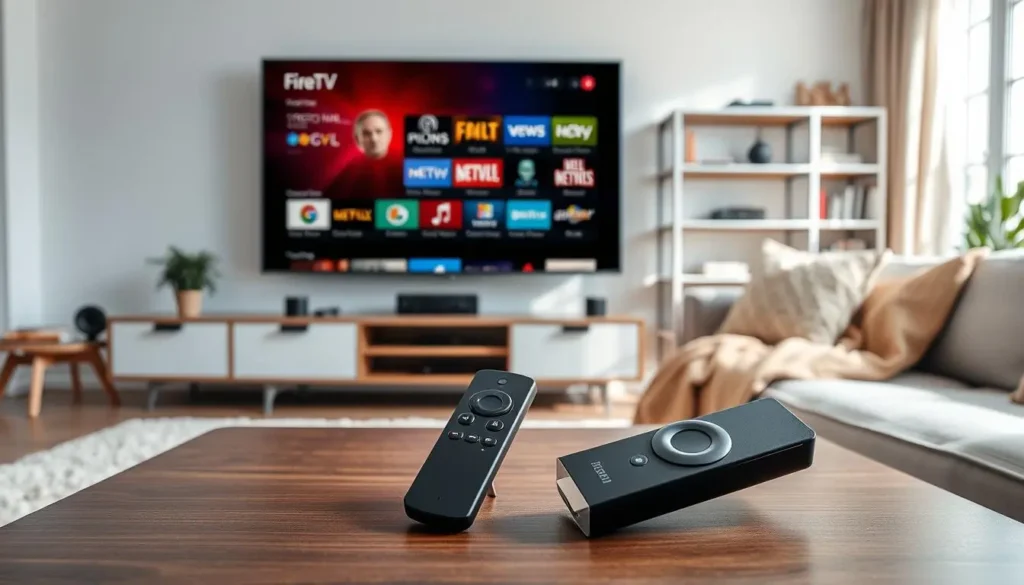 Collection of the best IPTV apps for Firestick displayed on an Amazon Fire TV home screen