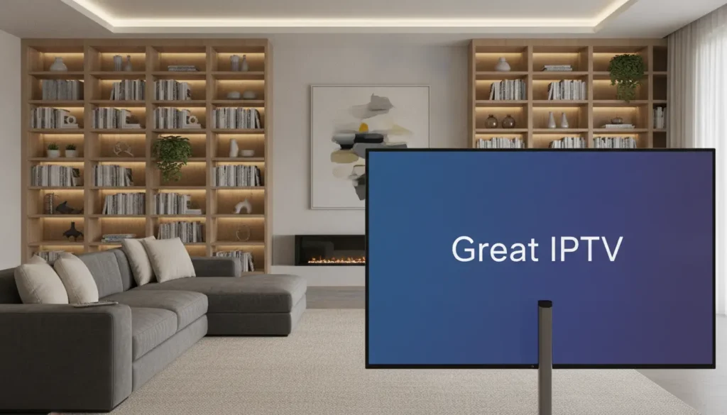 Smart TV screen displaying Great IPTV with adult content application.
