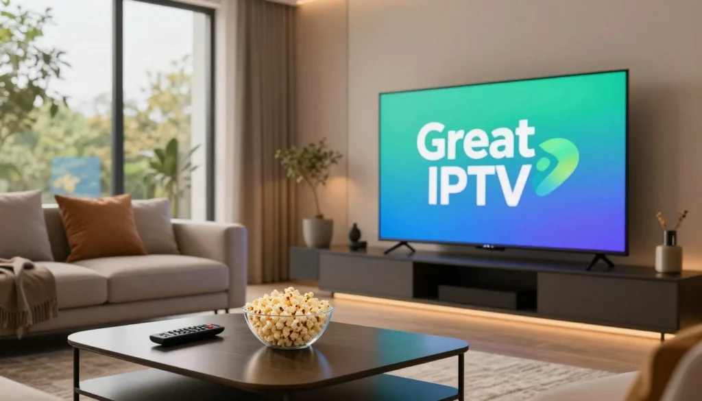 TvPlans IPTV displayed on a television in a living room