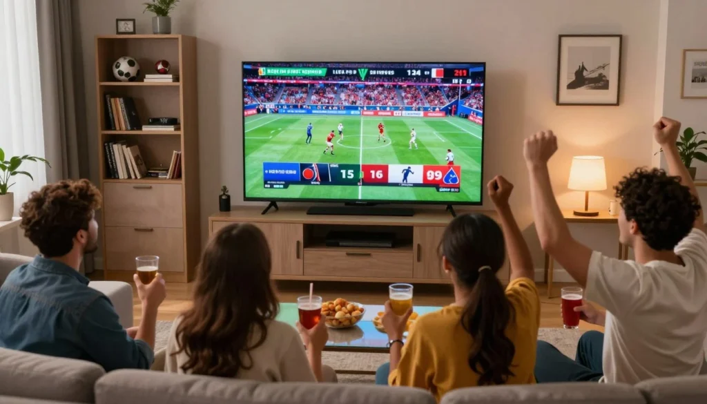 Friends watching live sports with TvPlans IPTV