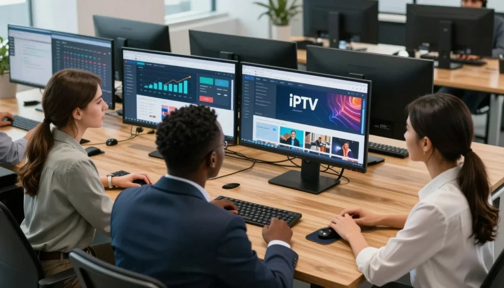 Streaming analysts reviewing uptime and quality metrics to determine what IPTV is the best performing service