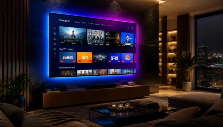 Modern 4K Smart TV displaying TiviMate media player setup for IPTV streaming
