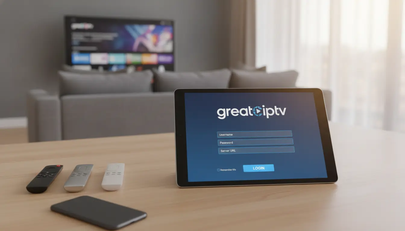 IPTV Smarters login form with username, password, and server URL fields