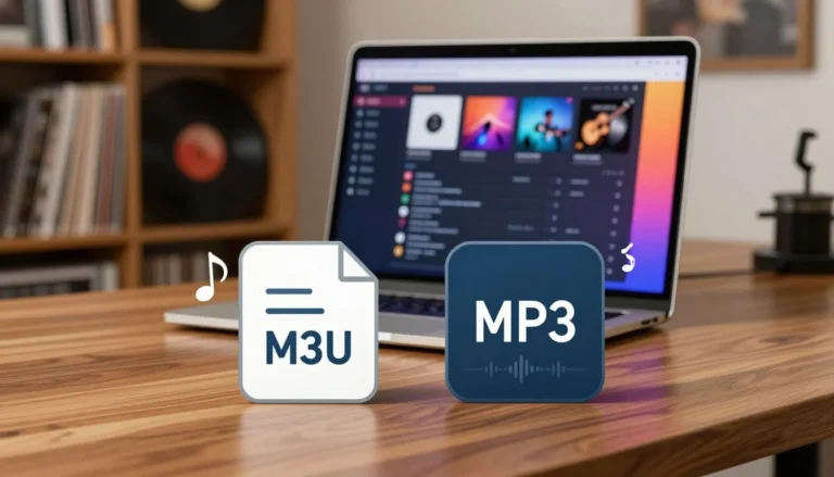 Side-by-side comparison of an M3U playlist file icon and an M3U vs MP3 audio file icon.
