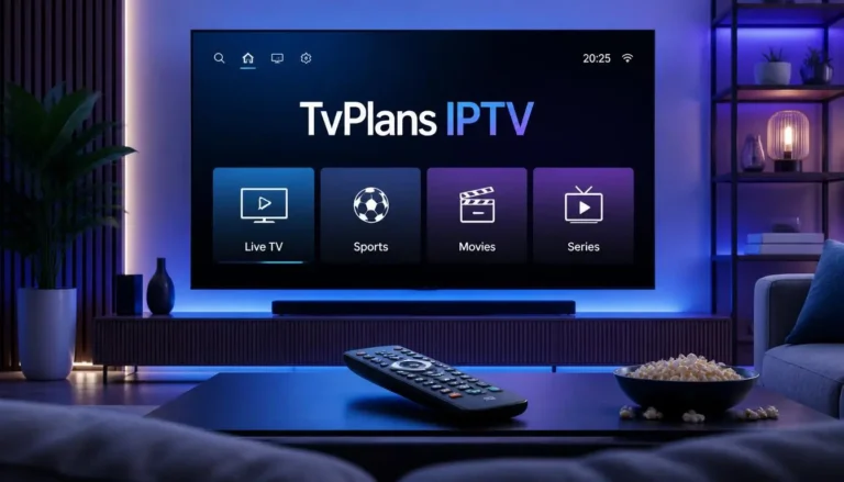 TvPlans IPTV displayed on a 4K smart TV