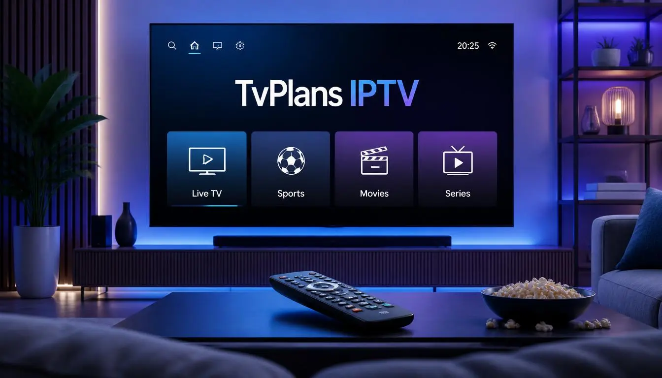 TvPlans IPTV displayed on a 4K smart TV